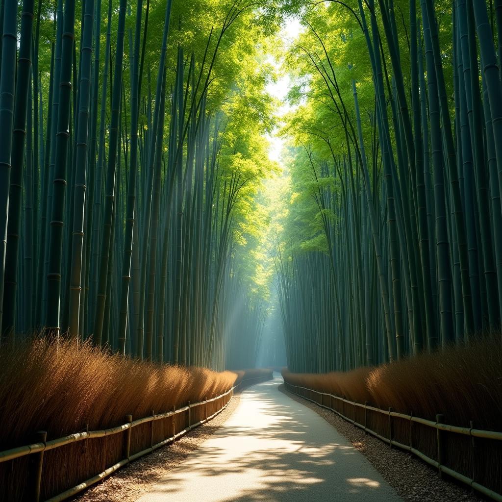 Tranquil Bamboo Forest in Kyoto