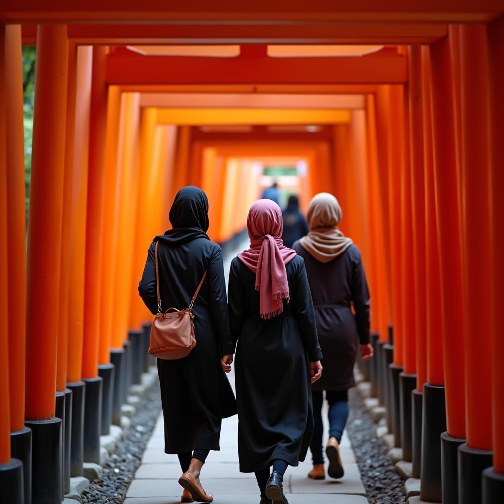 Afghan Women Exploring Fushimi Inari Shrine in Kyoto