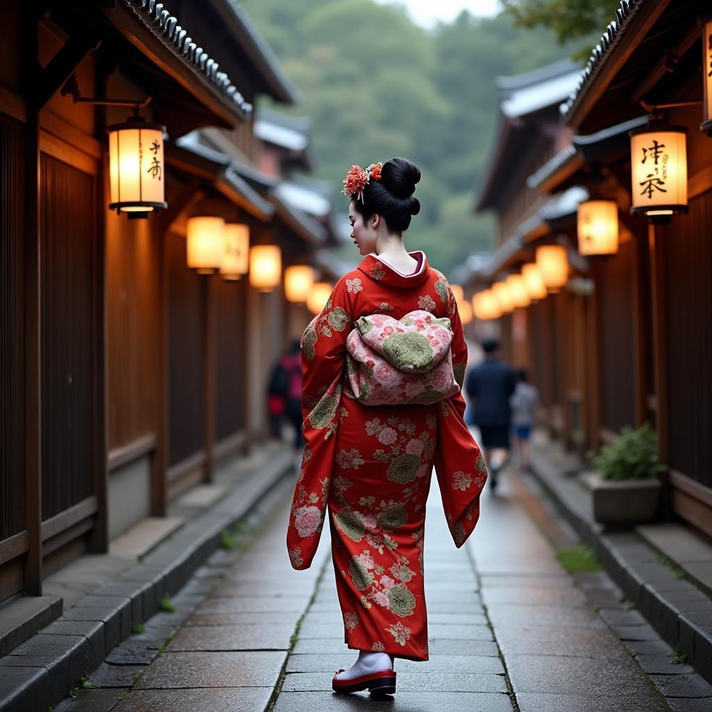 Geisha walking through the Gion district of Kyoto, Japan