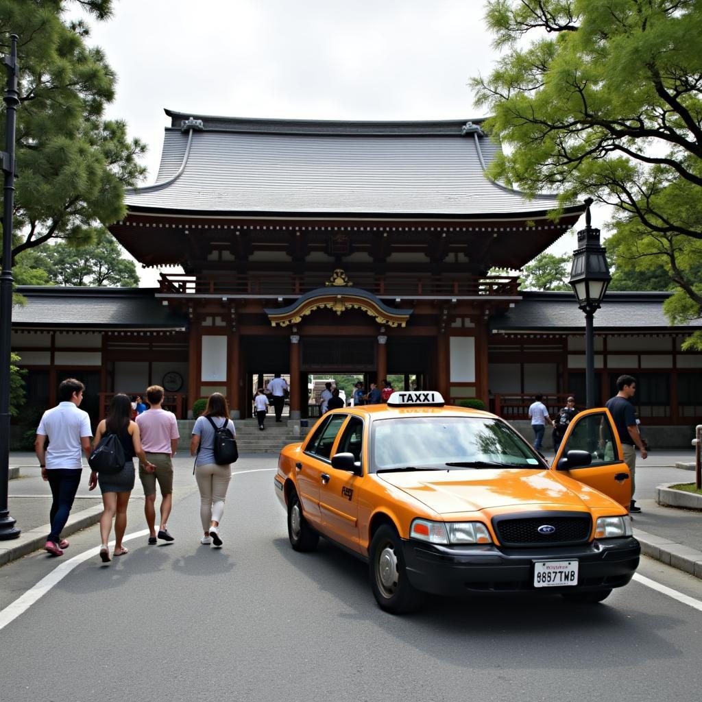 Visiting a temple in Kyoto during a taxi tour