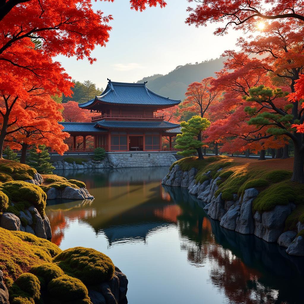 Kyoto Temple in Autumn