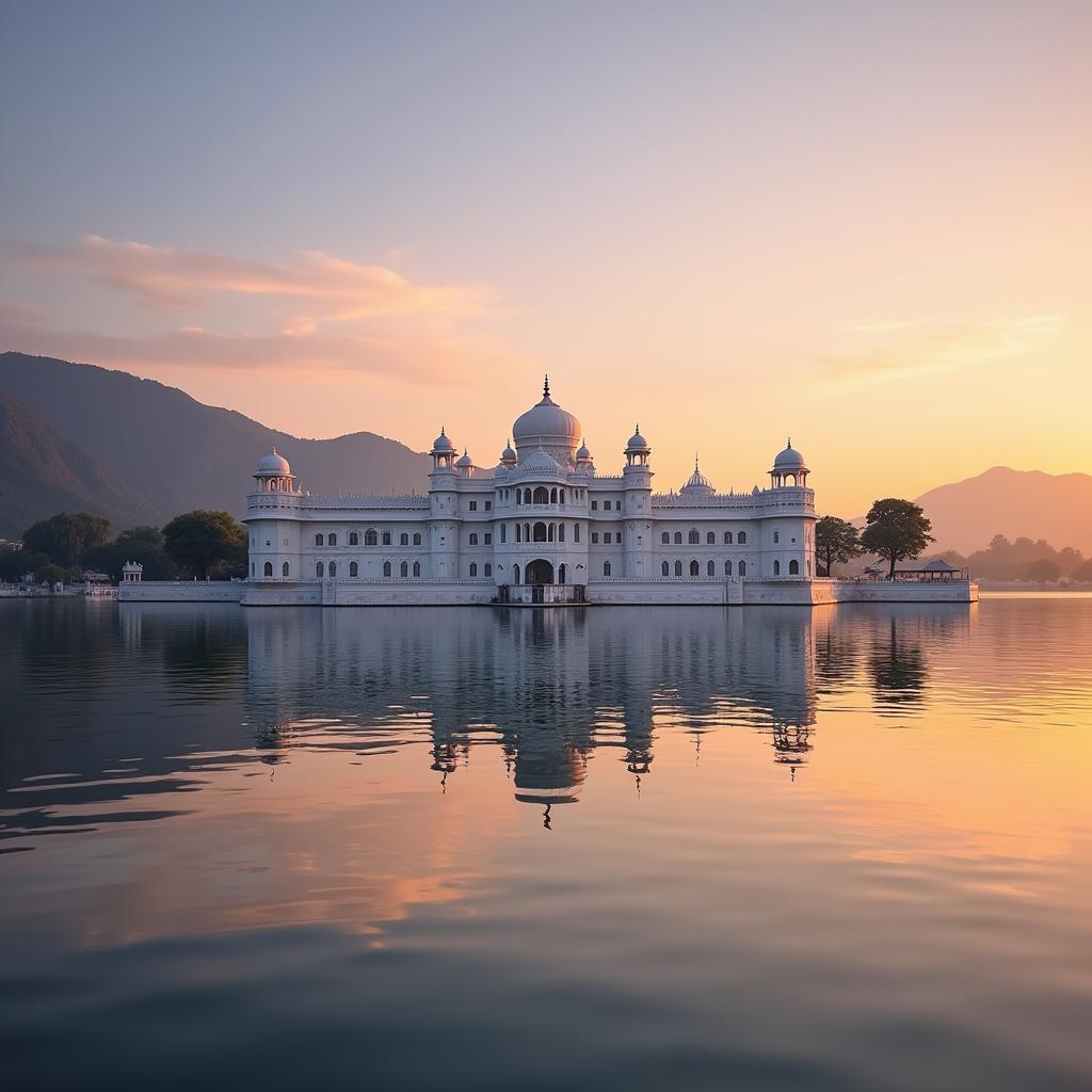 Lake Palace in Udaipur, India at sunset