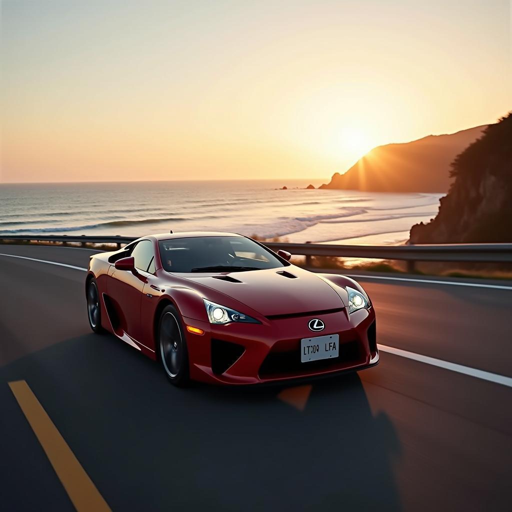 Lexus LFA cruising along the Pacific Coast Highway in Japan