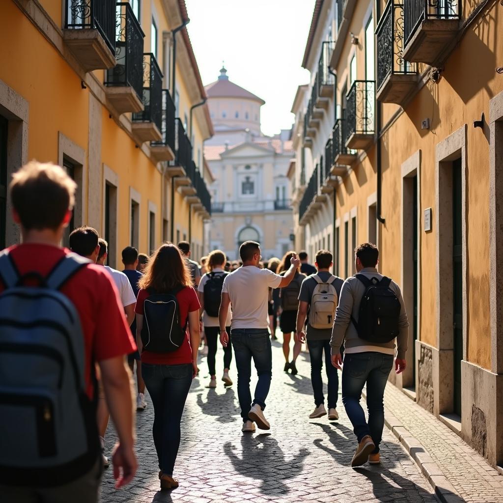 Exploring the Alfama district on a free walking tour in Lisbon