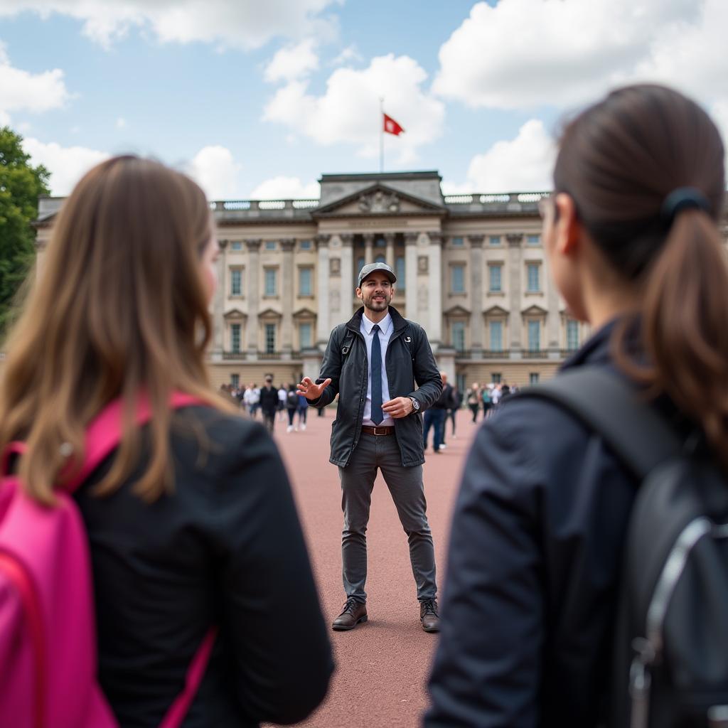 Private tour guide at Buckingham Palace sharing insights