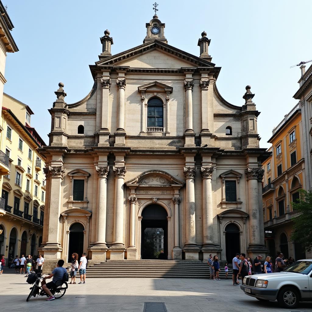 The Ruins of St. Paul's, a historic landmark in Macau, showcasing the intricate facade and surrounding square.