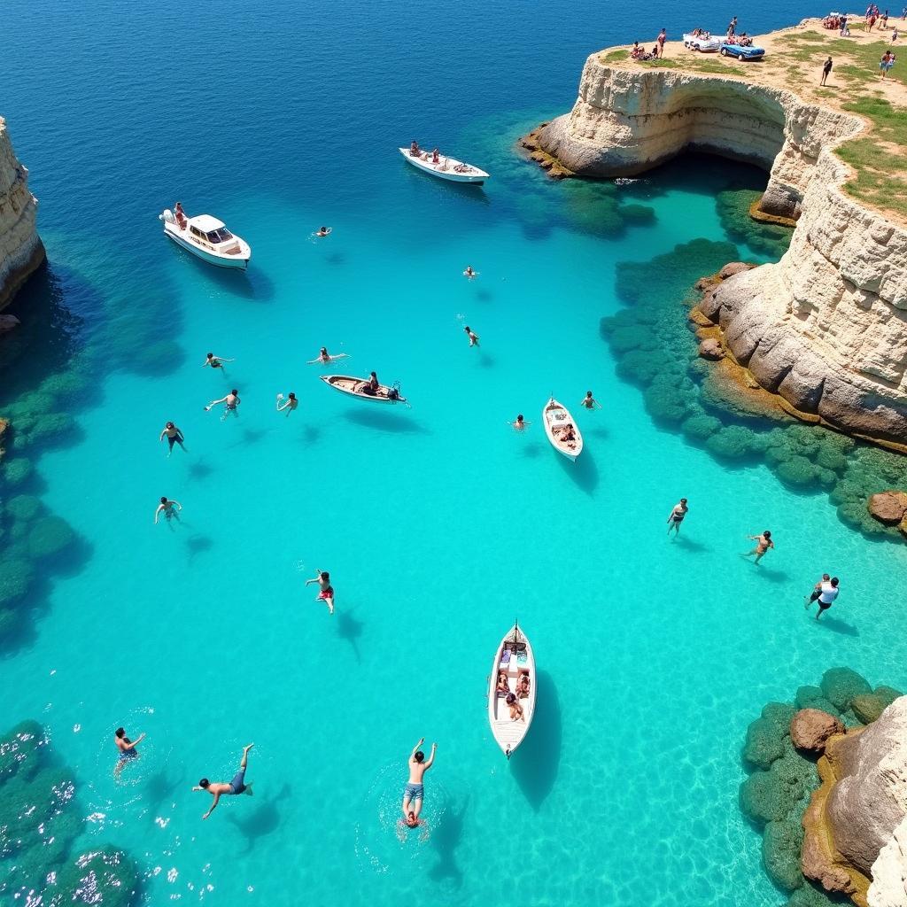 Crystal-clear waters of the Blue Lagoon in Comino, Malta