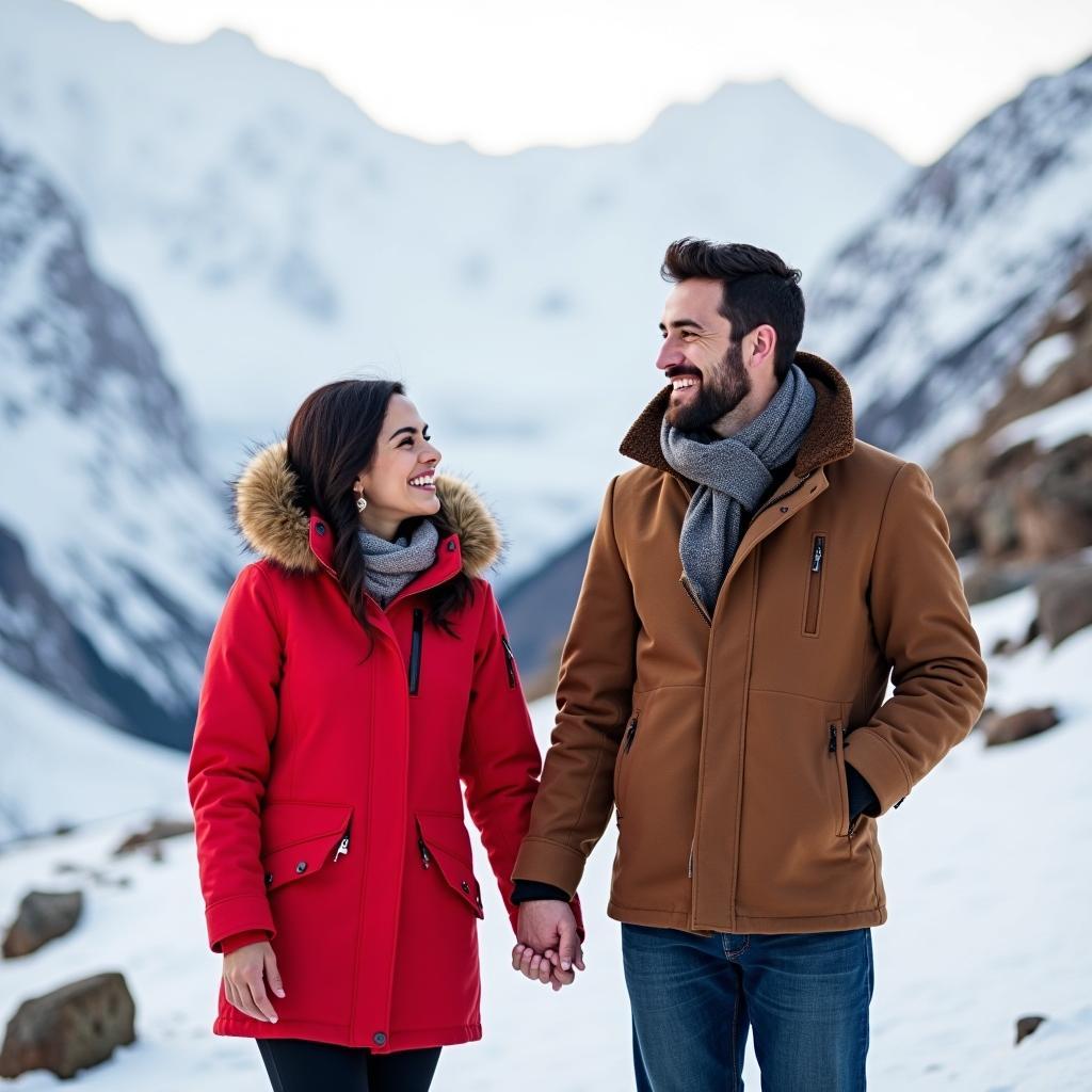 Couple enjoying scenic view at Rohtang Pass