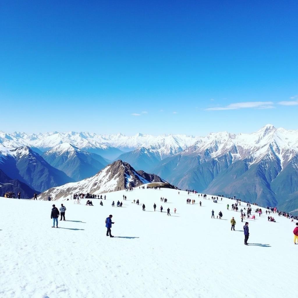 Rohtang Pass in Manali: A stunning vista of snow-capped mountains