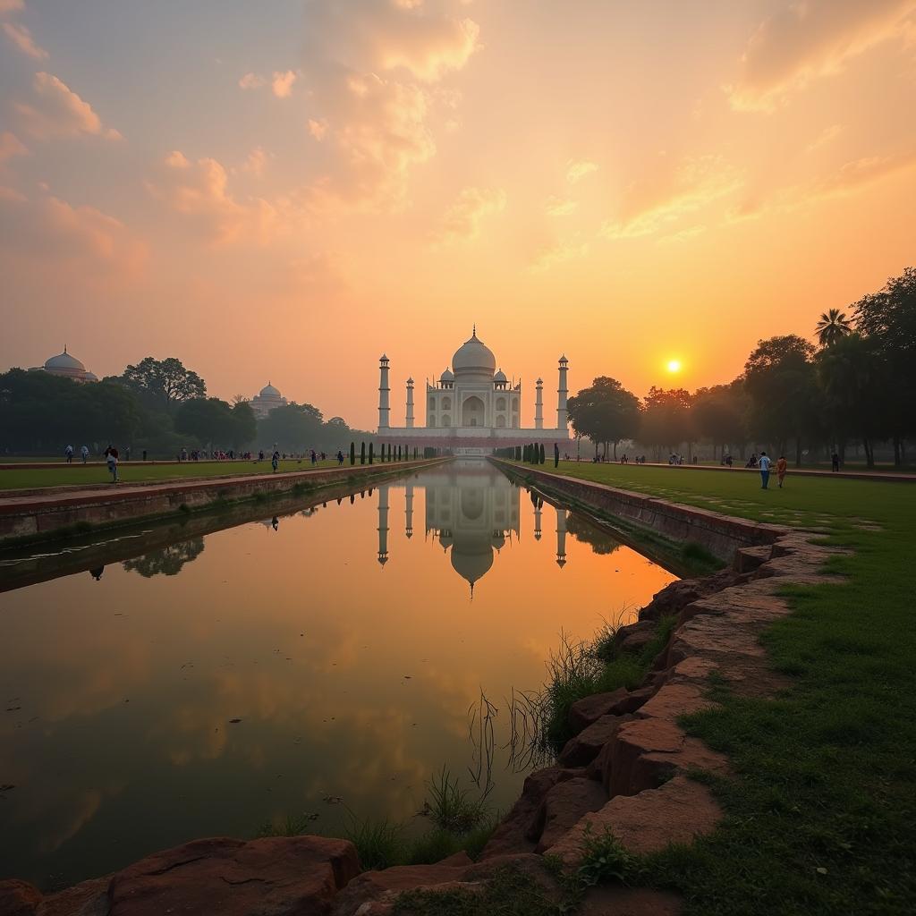 Sunset View of the Taj Mahal from Mehtab Bagh