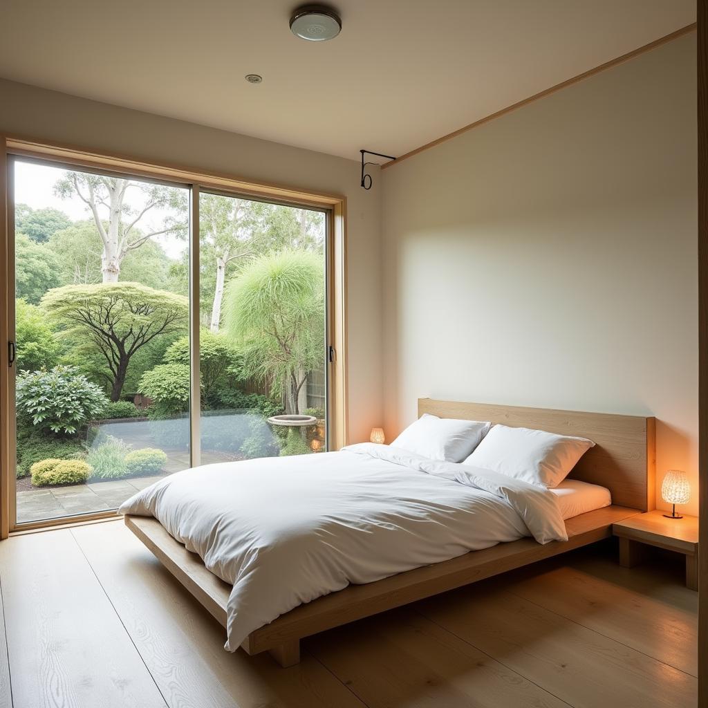 Minimalist Japanese Bedroom with Natural Light