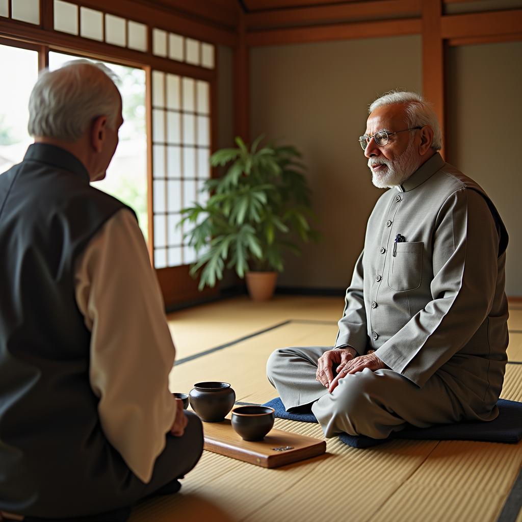 Modi Participating in a Traditional Japanese Tea Ceremony