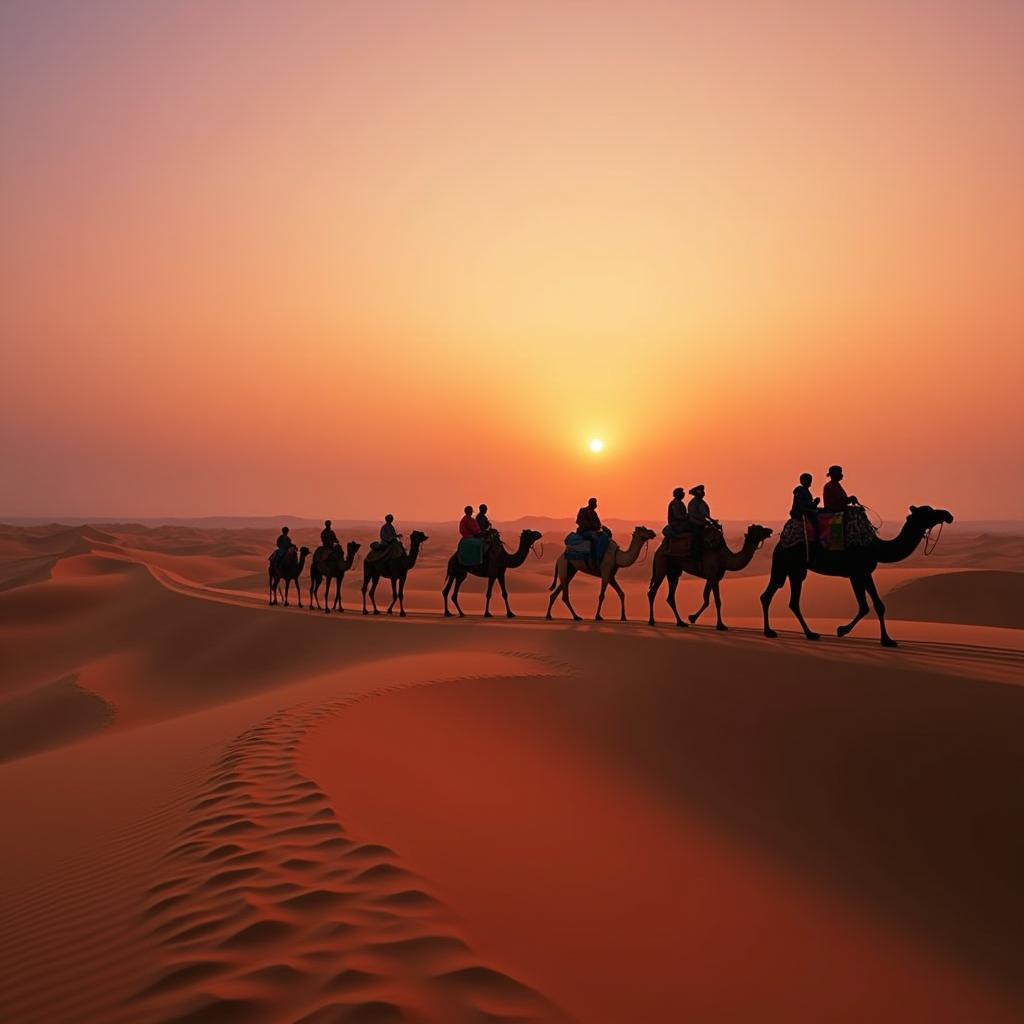 Camel trekking in the Sahara Desert during an adventure Morocco tour