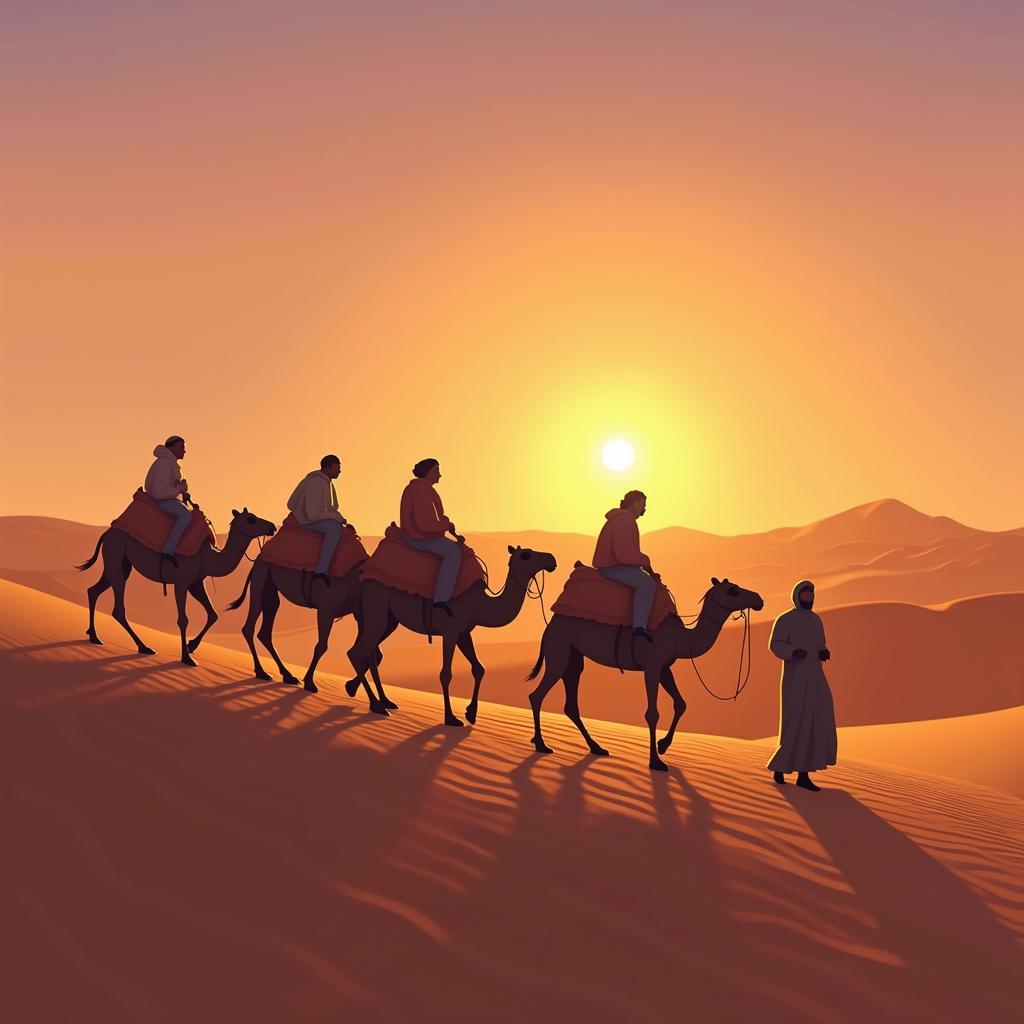 Camel trekking across the Sahara Desert with a Morocco tour company