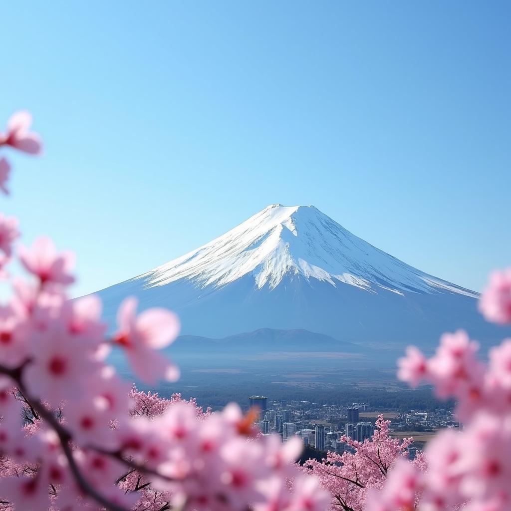 Mount Fuji with Cherry Blossom in Japan Landscape