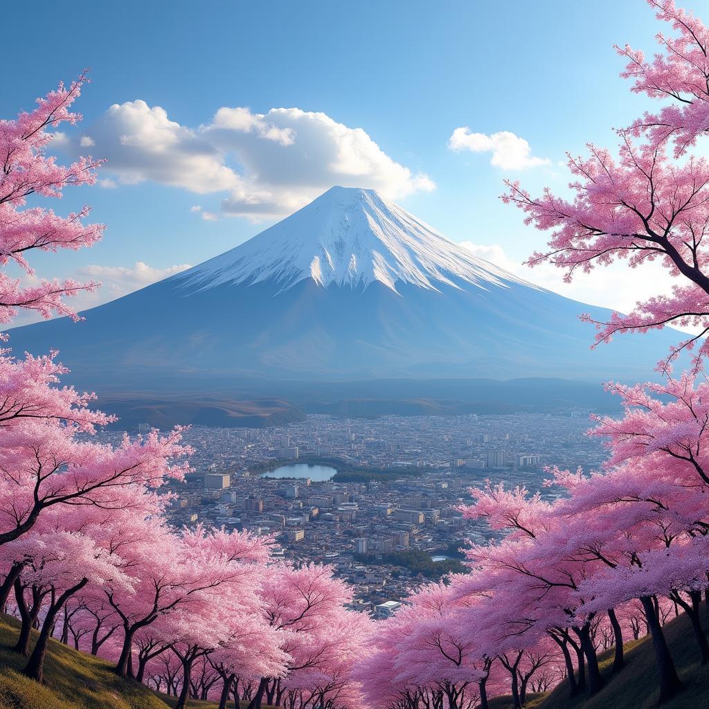 Mount Fuji with Cherry Blossoms