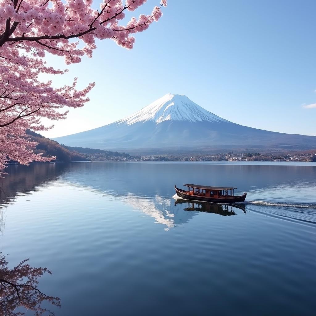 Mount Fuji reflected in Lake Kawaguchiko, Japan