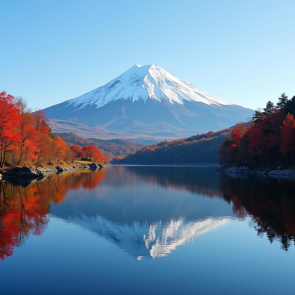 Mount Fuji Reflecting in Lake Kawaguchiko