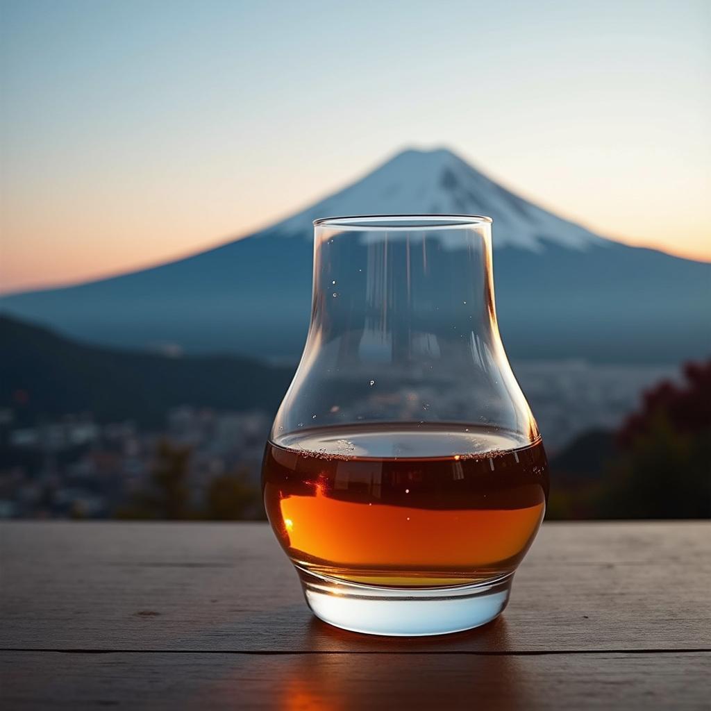 Mount Fuji with Macallan Glass