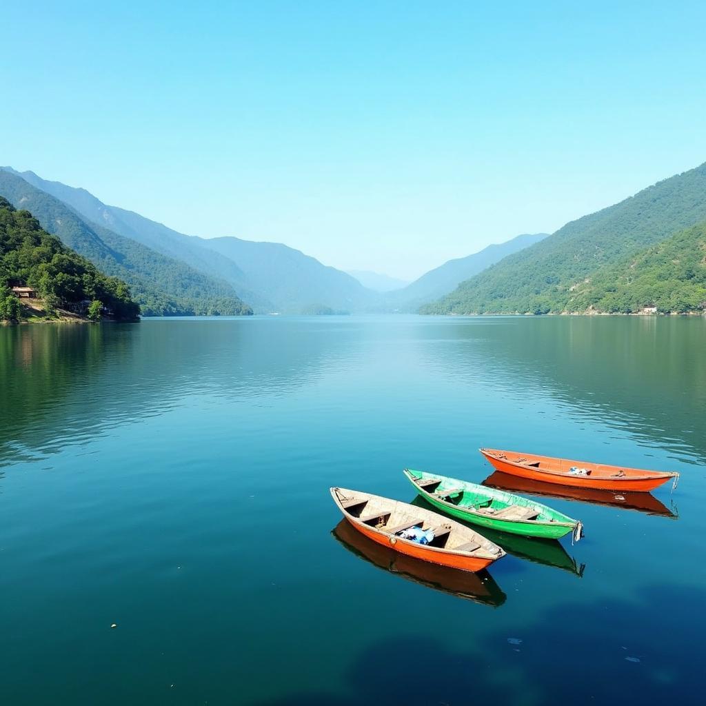 Scenic view of Naini Lake in Nainital, India