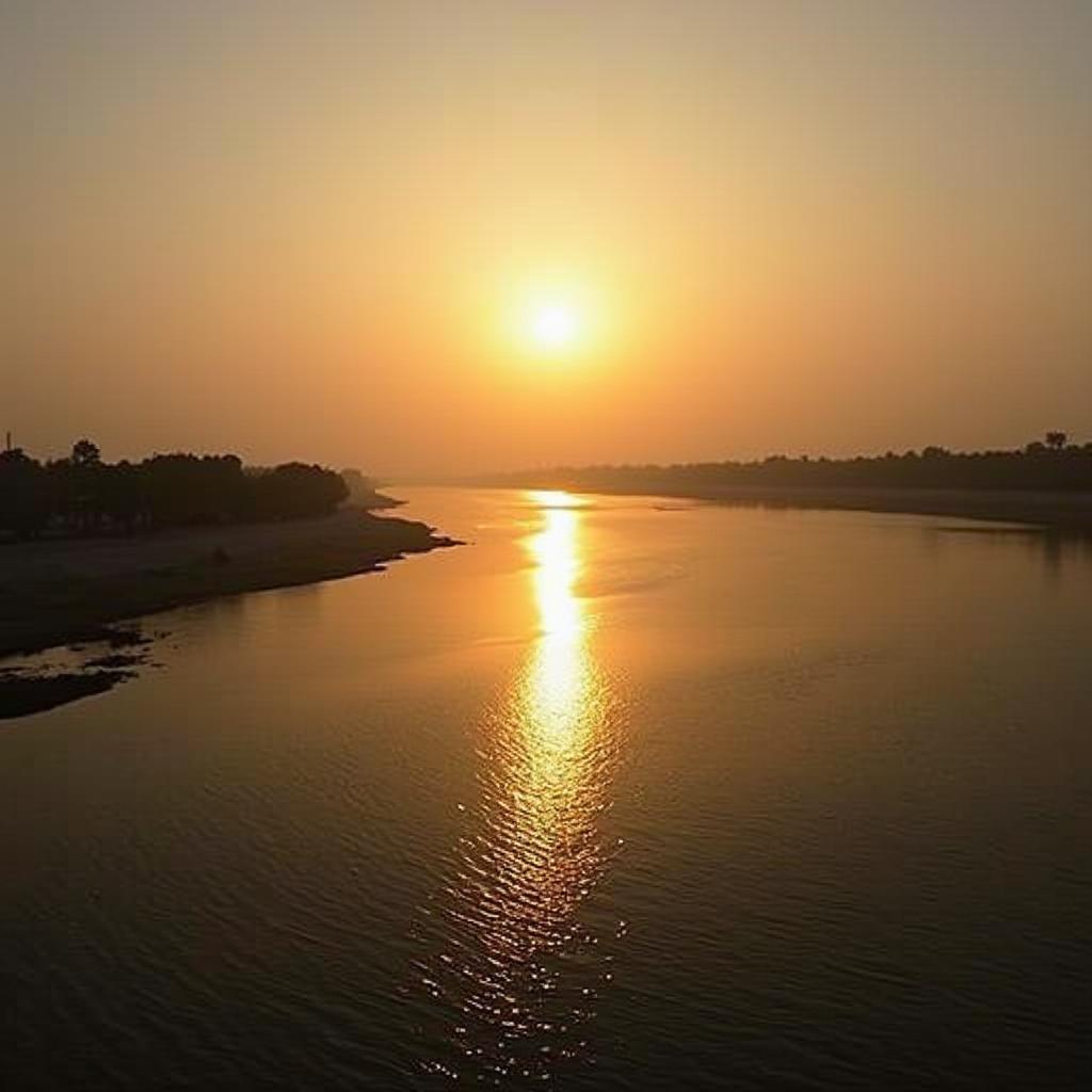 Scenic sunset view over the Narmada River