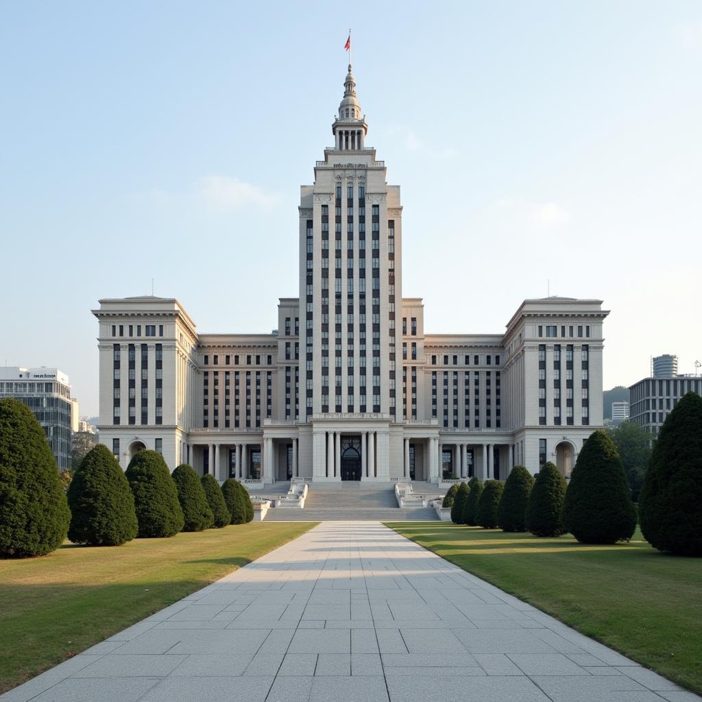 Exterior view of the National Diet Building in Tokyo, Japan showcasing its architecture.