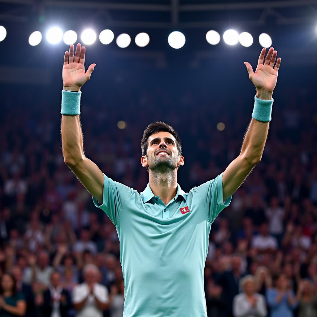 Novak Djokovic celebrating his victory at the 2012 ATP World Tour Finals