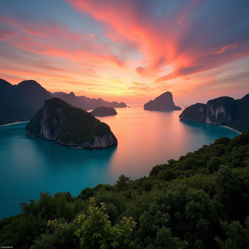 Sunset view from Phi Phi viewpoint