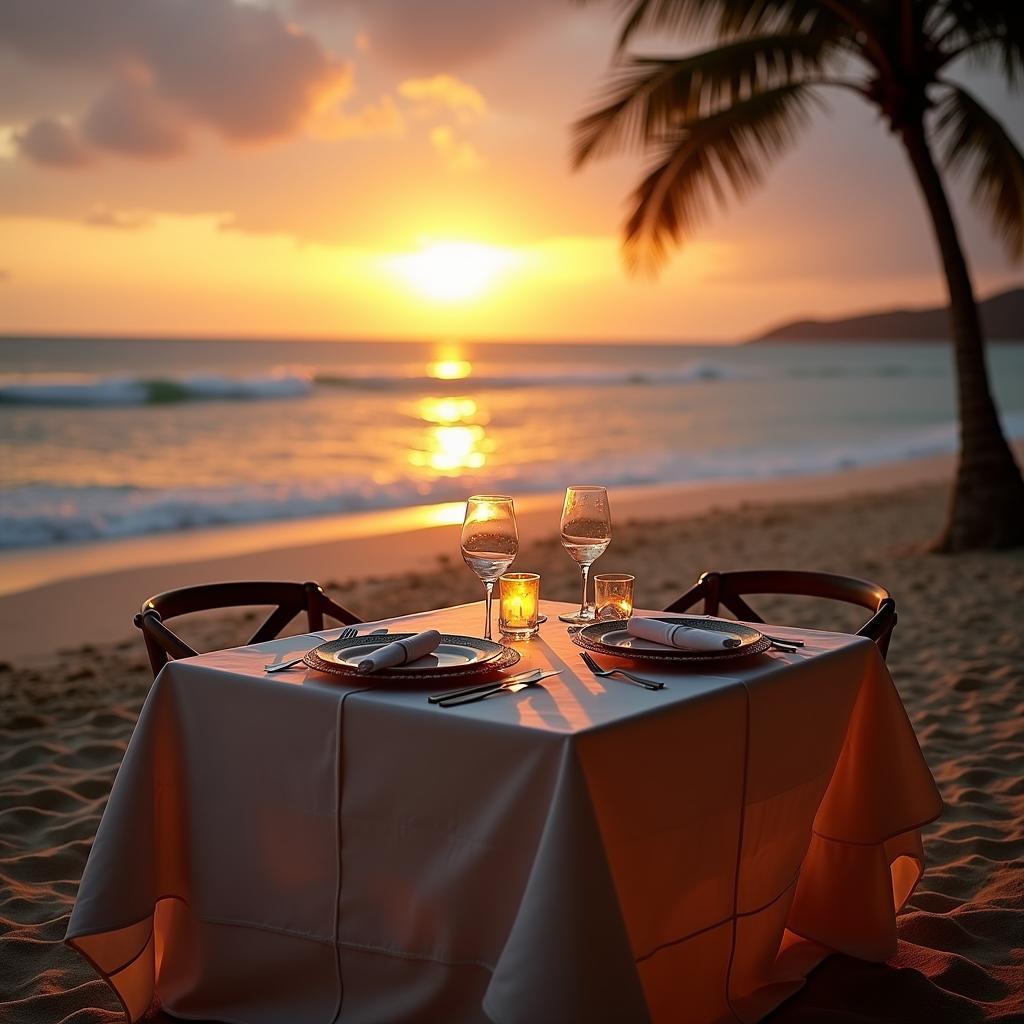 Romantic Beach Dinner in Phuket at Sunset