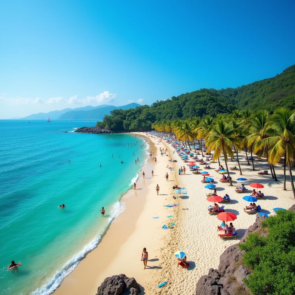 Stunning beach view in Phuket, Thailand, perfect for a relaxing vacation.