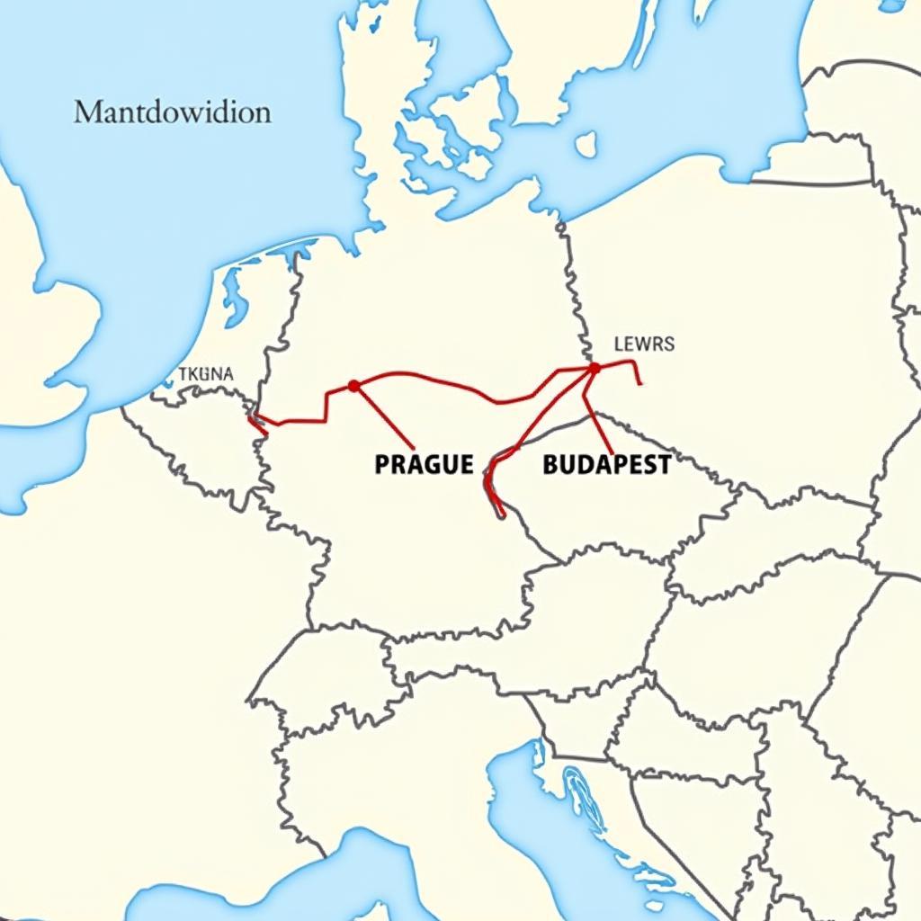 Prague and Budapest Location Map