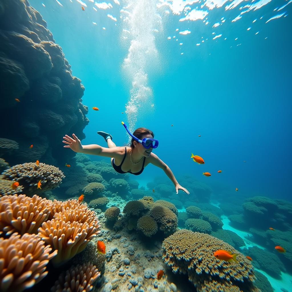 Snorkeling in crystal clear waters near Krabi, Thailand