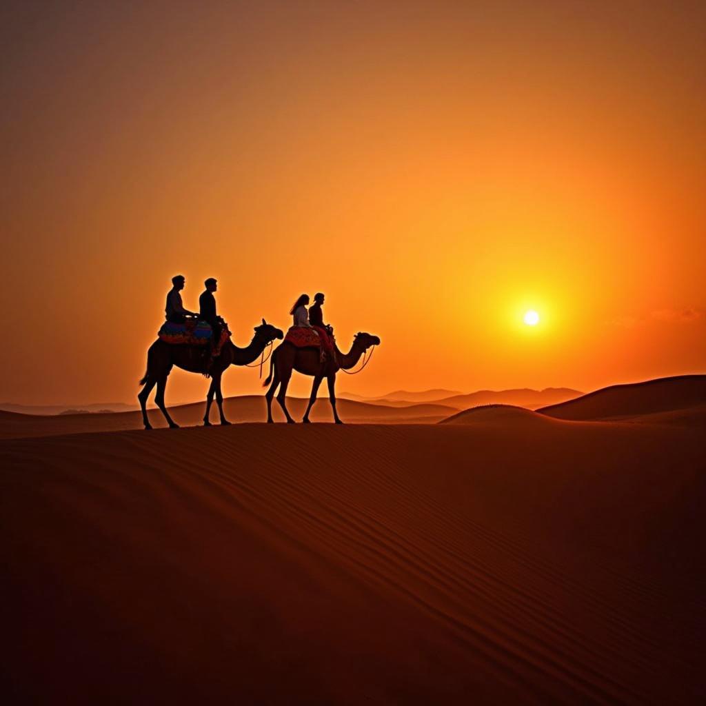 Rajasthan Desert Camel Safari at Sunset