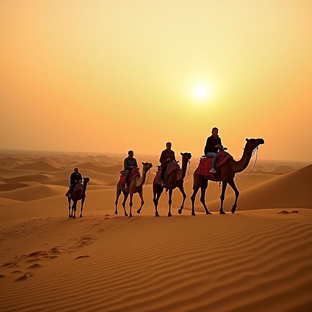 Camel safari in the Rajasthan desert during an India tour