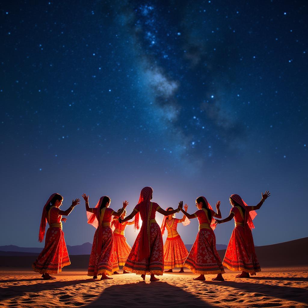 Rajasthani cultural performance under the desert night sky