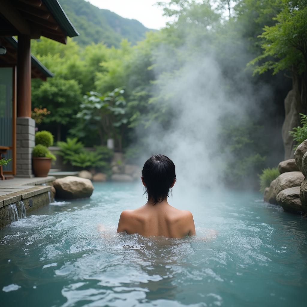 Relaxing in a Japanese Onsen