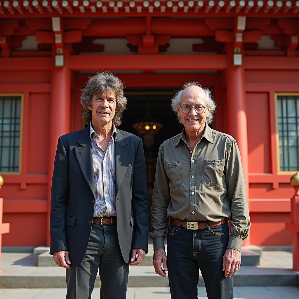 Rolling Stones in front of a Japanese Shrine