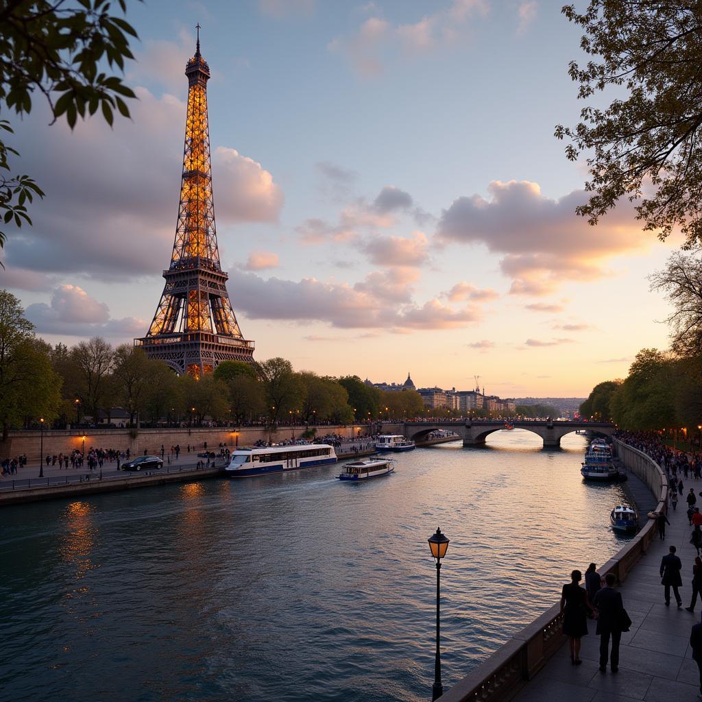 Romantic Paris with Eiffel Tower in the background during a 10 day tour