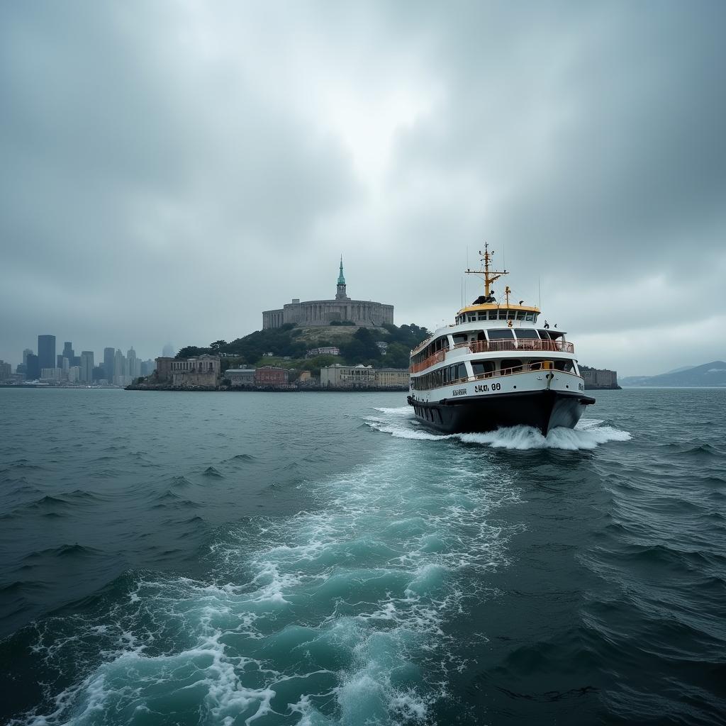 San Francisco Ferry Approaching Alcatraz Island