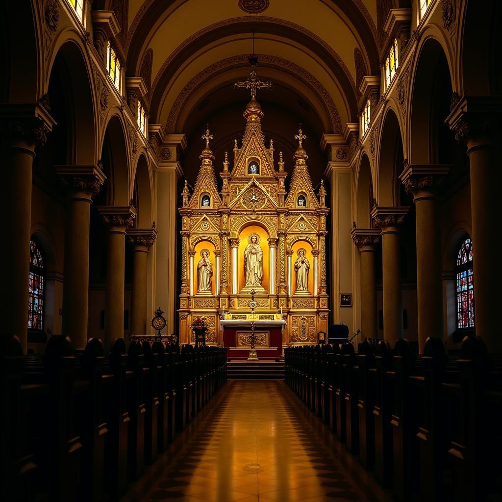 The opulent interior of São Francisco Church in Porto, showcasing Baroque architecture