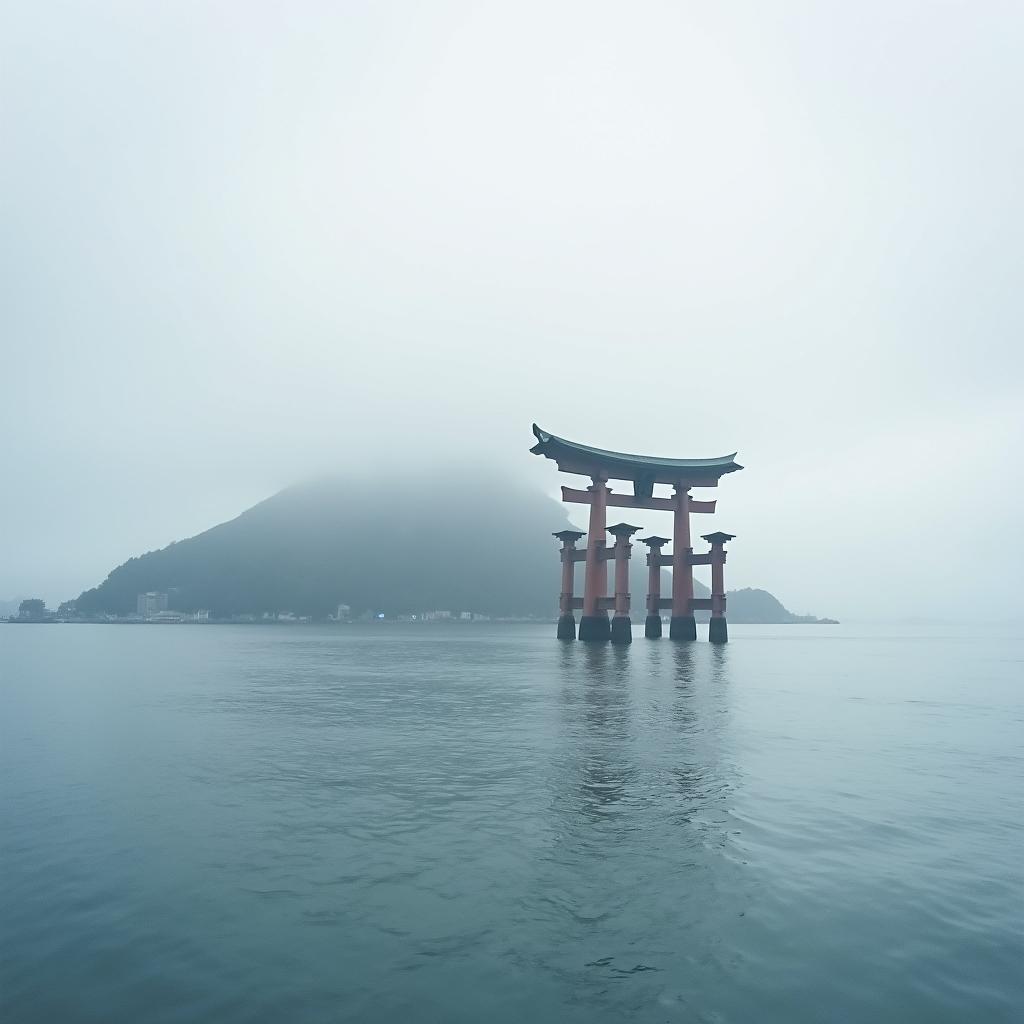 Enoshima Island shrouded in seafret