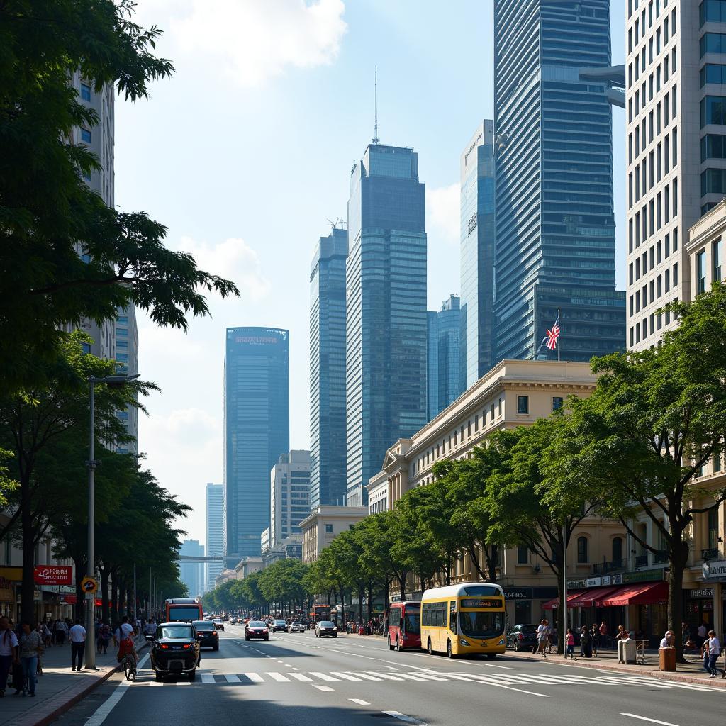 Singapore Business District with Marina Bay Sands