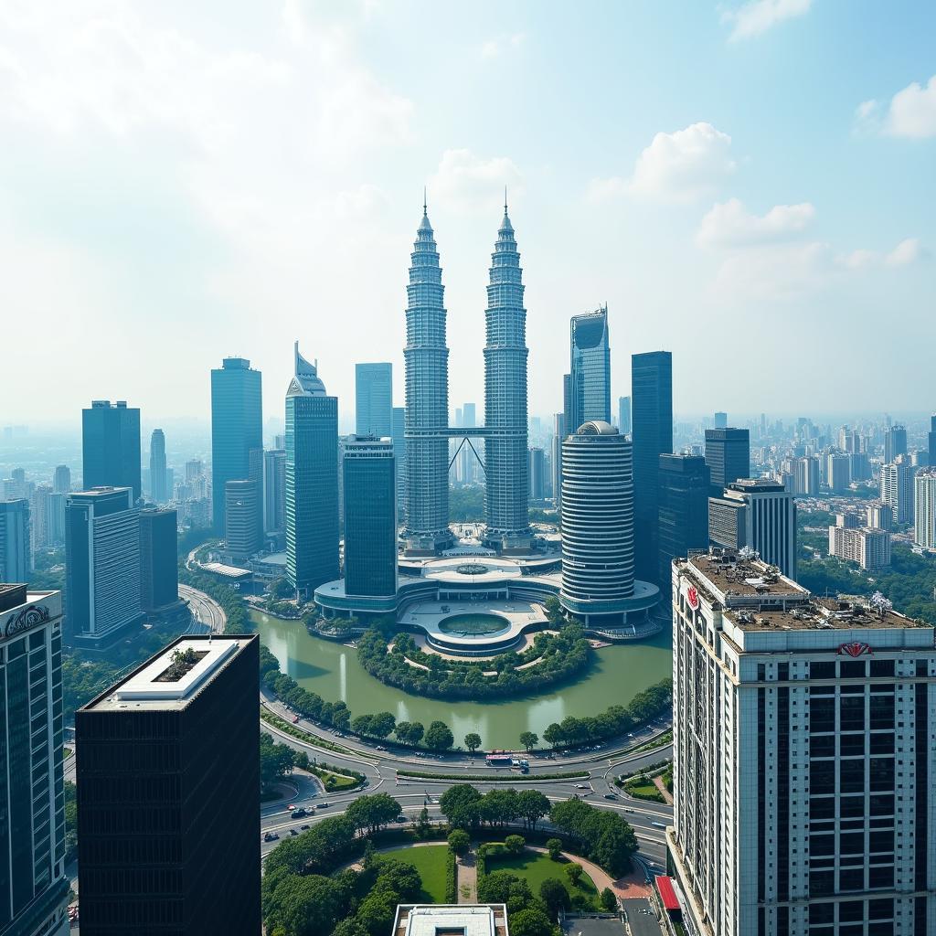 Singapore and Malaysia Skyline with Business District