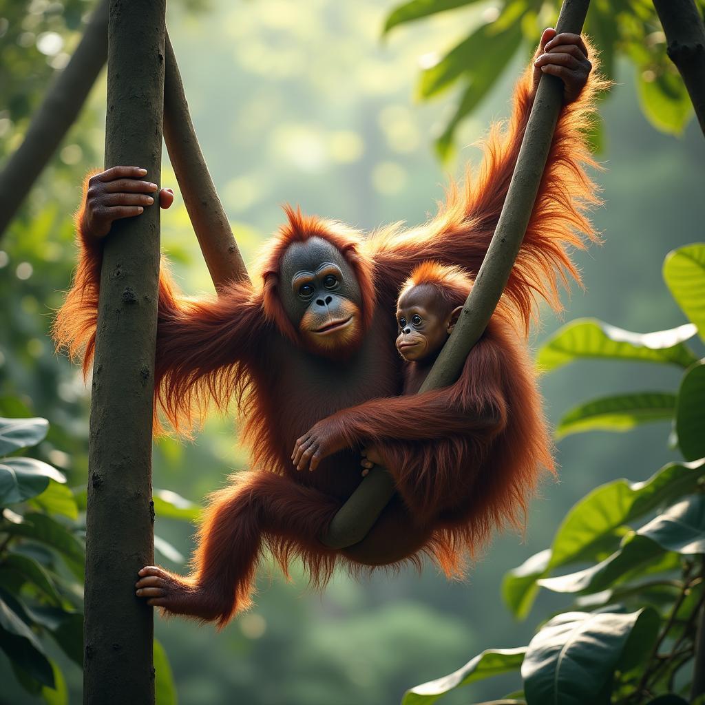 Orangutan Family at Singapore Zoo