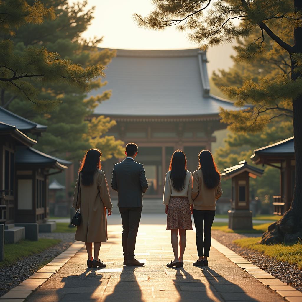 Singles exploring a Kyoto temple