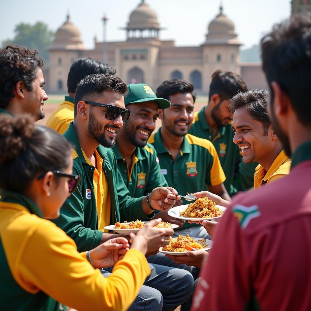 South African cricket fans experiencing Indian culture during the tour.