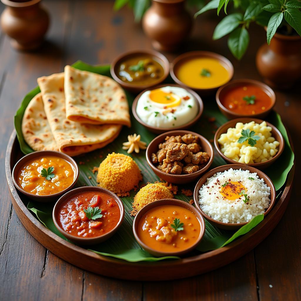 Variety of South Indian Cuisine on a Thali