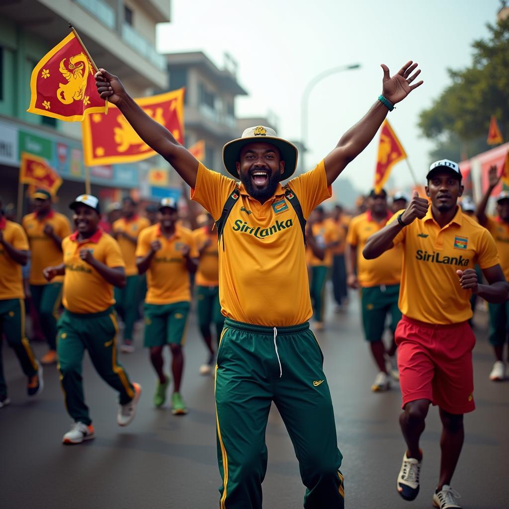 Sri Lankan Cricket Fans celebrating a victory