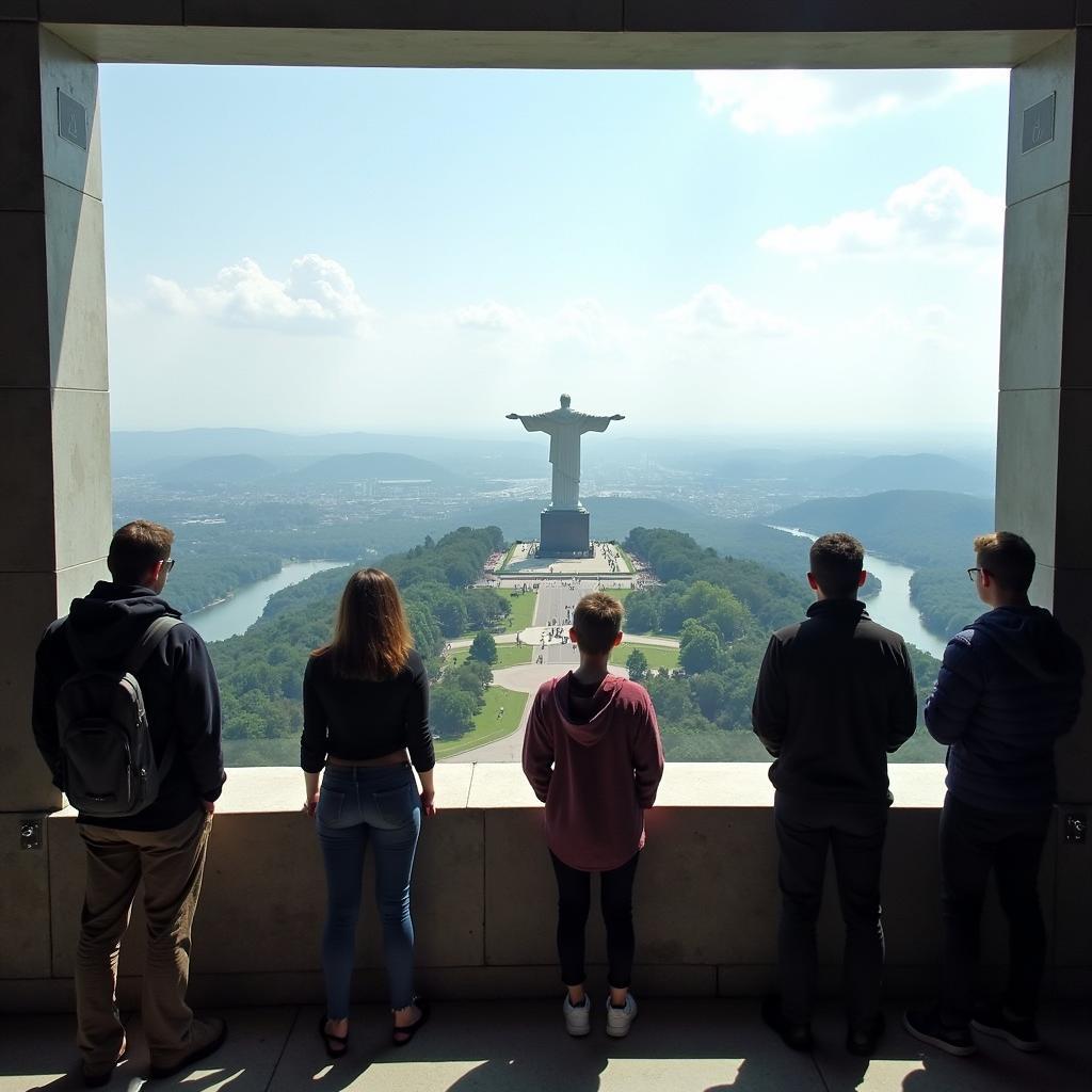 Tourists at the Viewing Gallery of the Statue of Unity