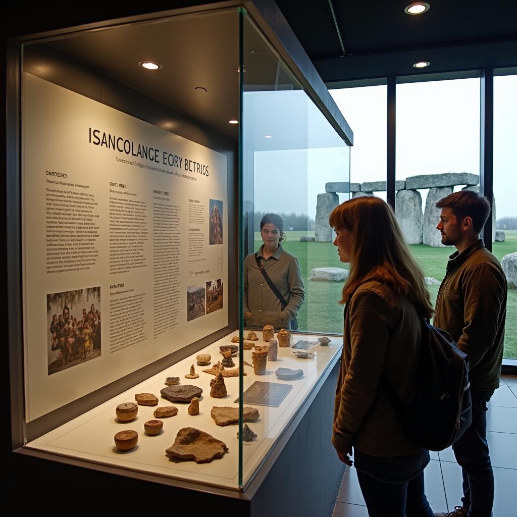 Stonehenge visitor center exhibition displaying artifacts and information